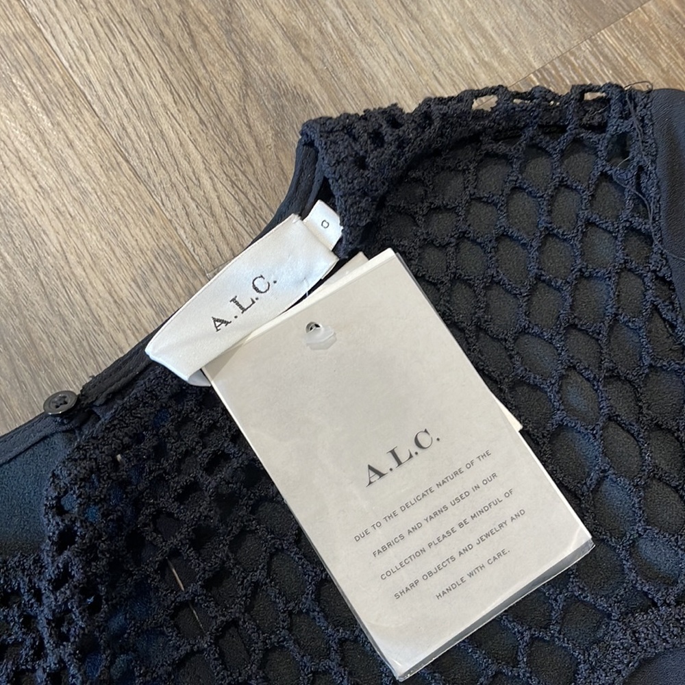 NWT A.L.C. Night Out Crochet Yoke black Dress size 0 cocktail night out - Picture 10 of 13